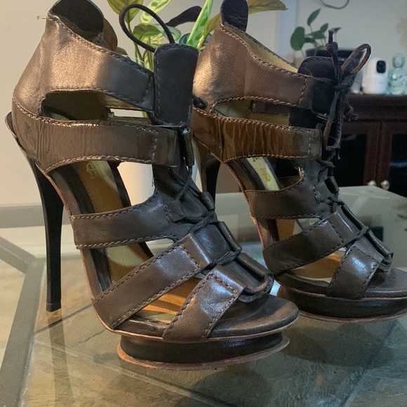 L.A.M.B. Jaco Caged Lace Up Heel Sandals - Picture 11 of 14